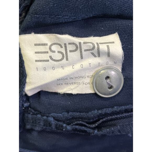 Vintage Esprit Sport Pleated High Waist Cotton Trousers Navy Blue Modern Size S - Picture 7 of 9
